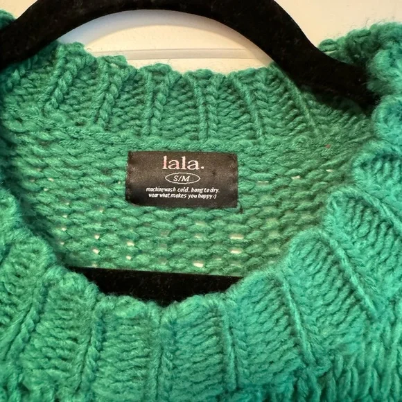 Dressed in LALA Green and Pink 'Weirdo' Sweater - Picture 5 of 6